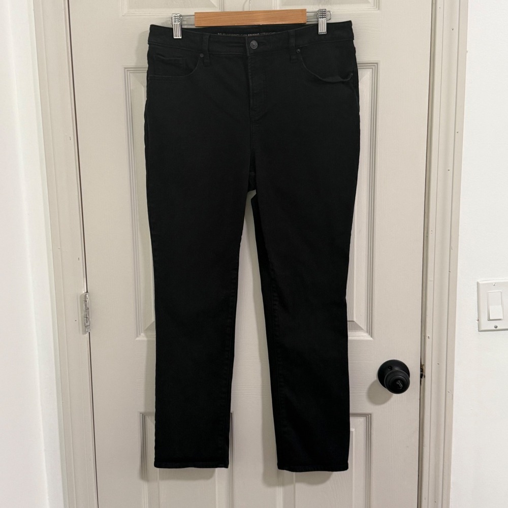 Chicos So Slimming Girlfriend Straight Leg Jeans Womens 12 Black Minimalist